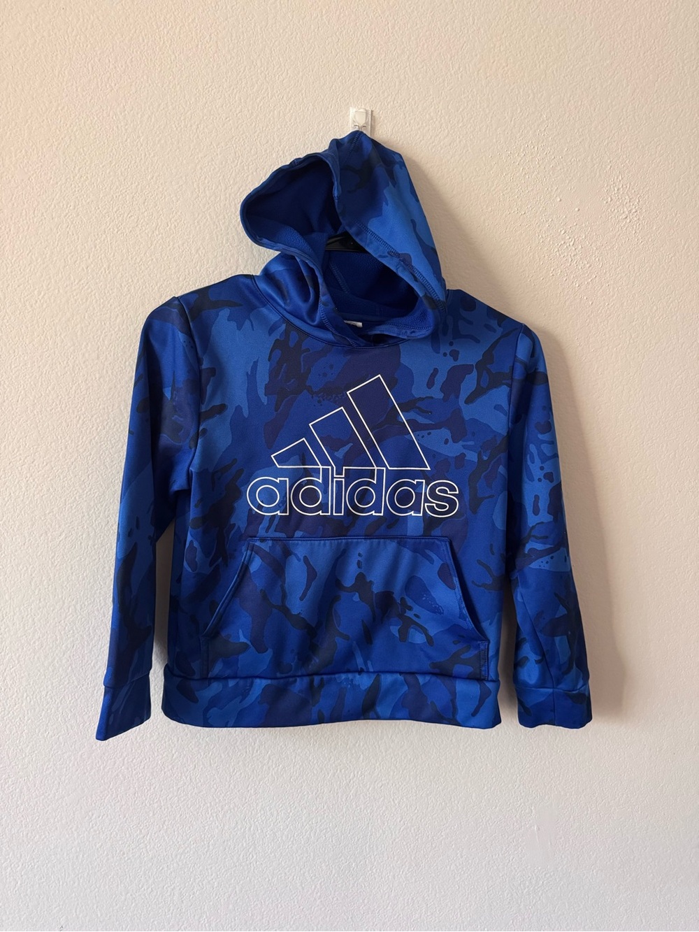 Adidas Kids Blue Camo Logo Hoodie